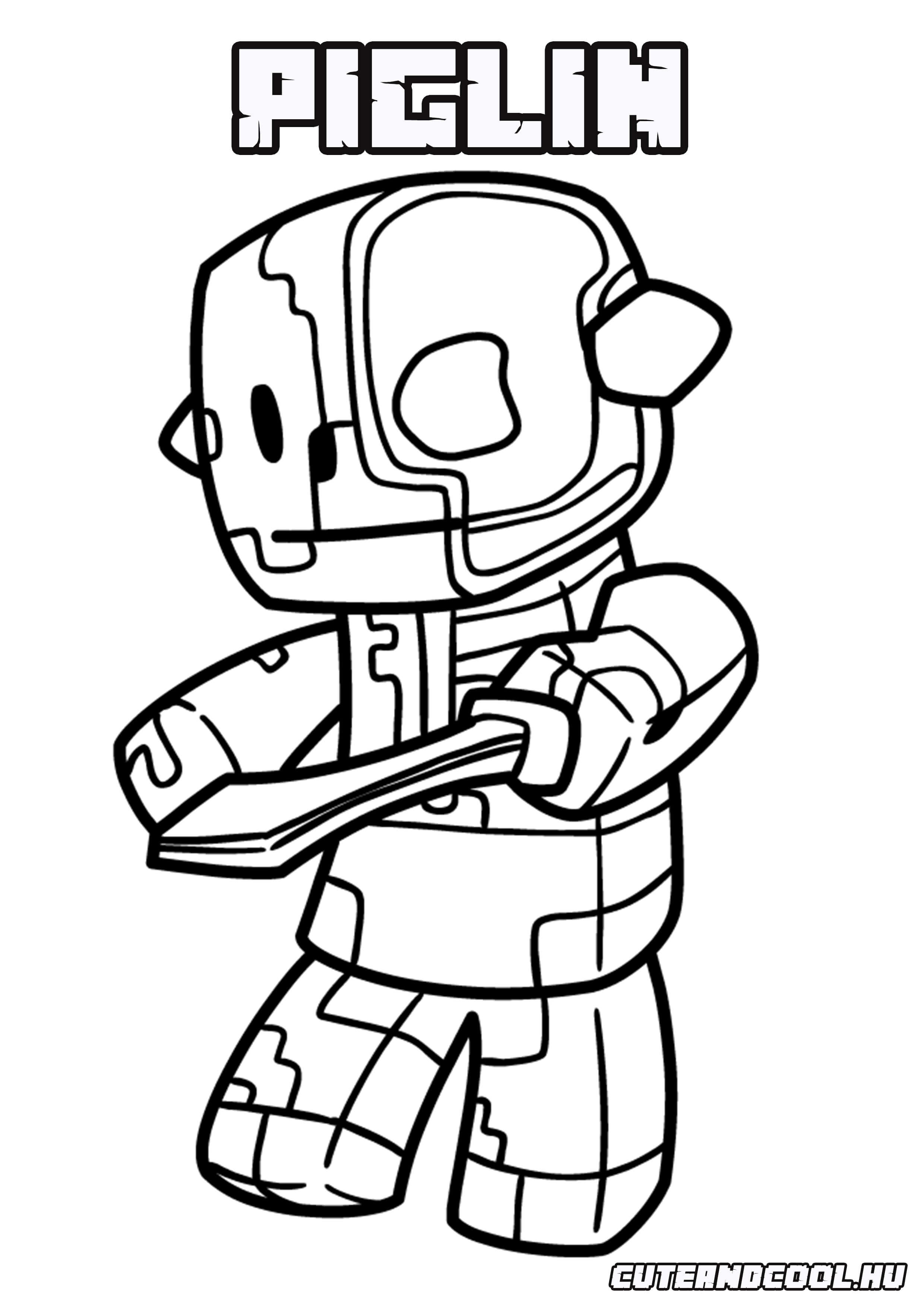 minecraftos nether piglin színező