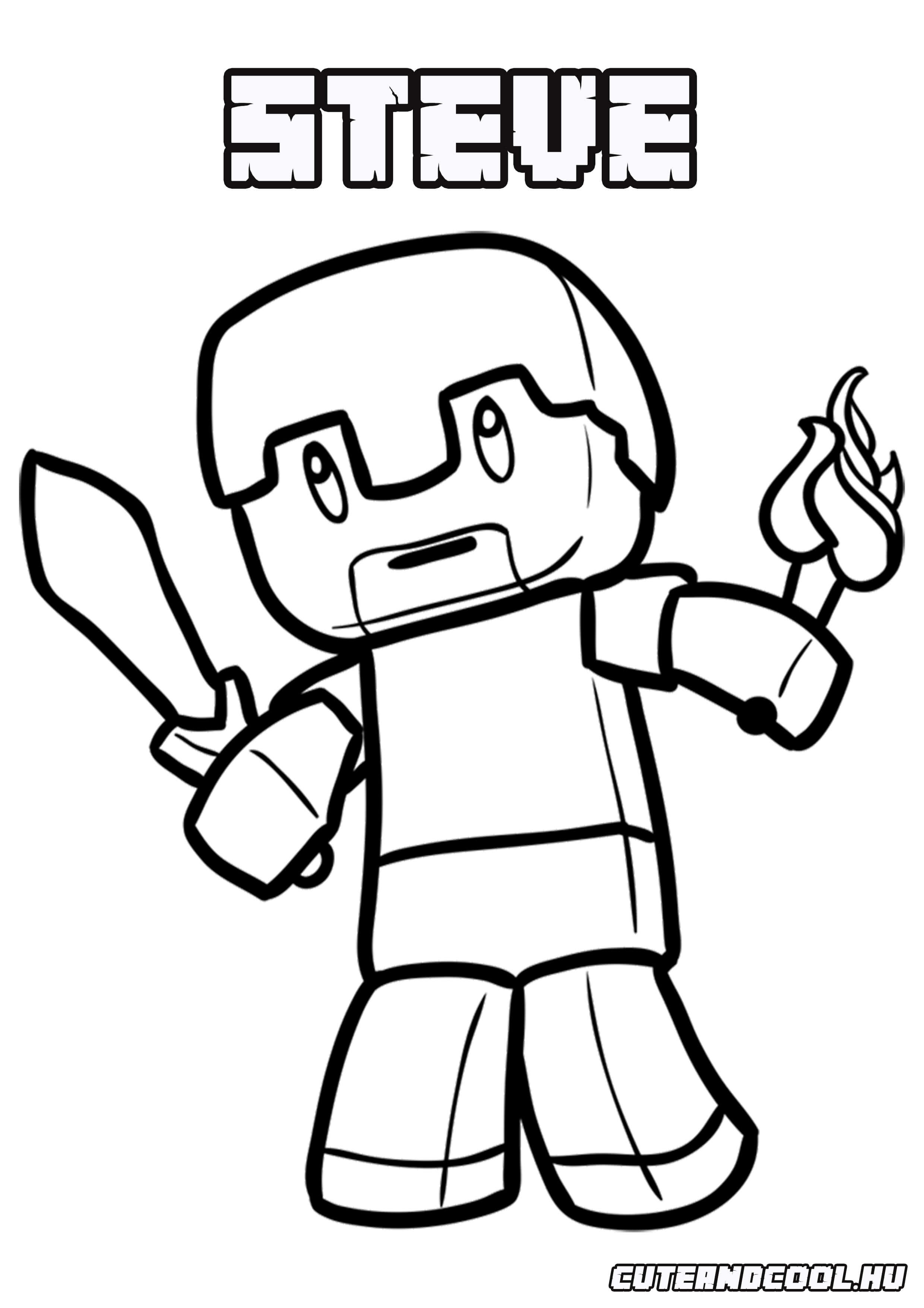 minecraft színező steve